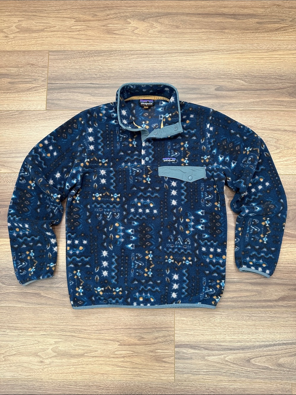 Patagonia Synchilla in Wandering Woods:Tidepool Blue Size Small